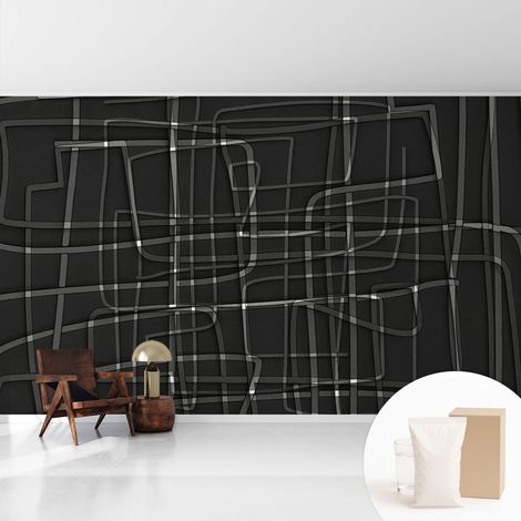 Tapete Vliestapete mit Kleber - Wanddekoration - Wandfolie - 3D Tapete Wand - Wohnungsdeko Abstrakte Linien 416x254 cm (1/5)