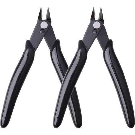 Pince coupante latérale de précision pour électriciens et bijoutiers – 2 pièces, acier trempé, poignées ergonomiques noires-Chrom (1/5)