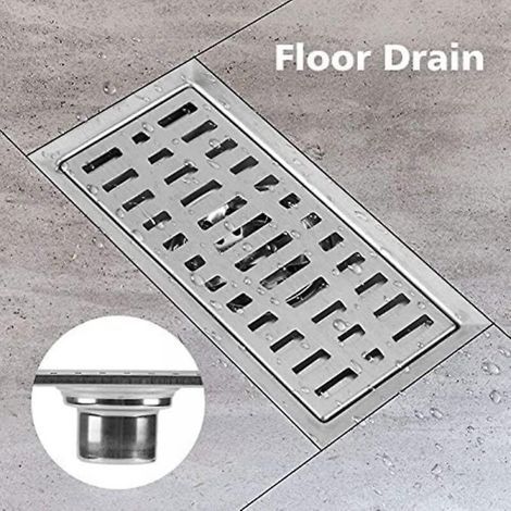 Grille de drainage au sol en acier inoxydable – 20 x 10 x 7 cm – pour salle de bain, douche et cuisine – filtre anti-obstruction (1/3)