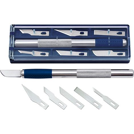 WEDO 078722 KIT COUTEAU DE BRICOLAGE AVEC 6 LAMES DE RECHANGE ARGENT (1/2)