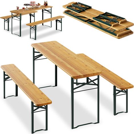 Set Birreria con 2 Panche e Tavolo Pieghevole Seduta Ergonomica e Salvaspazio (1/5)