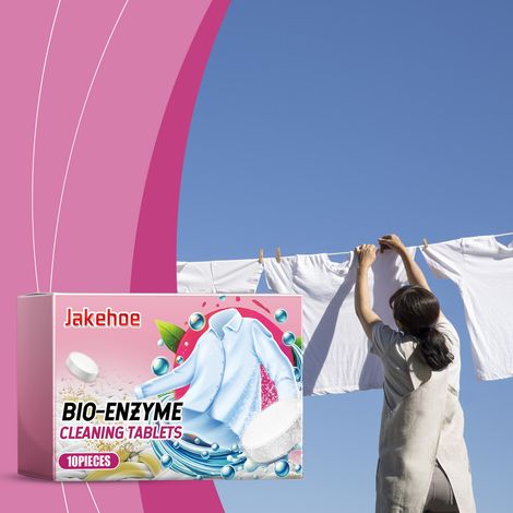 Effervescent stain remover tablets with bio-enzyme and explosive salt for household use, removing stains, leaving a fragrance and cleaning -- 10 PIECES -- BIEMMEDUE (1/5)