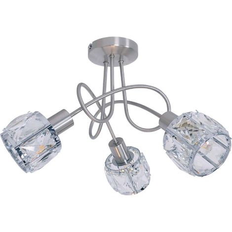 Deckenlampe Spotleuchte Wohnzimmerleuchte 3-Flammig E14 Glas klar Wohnzimmer