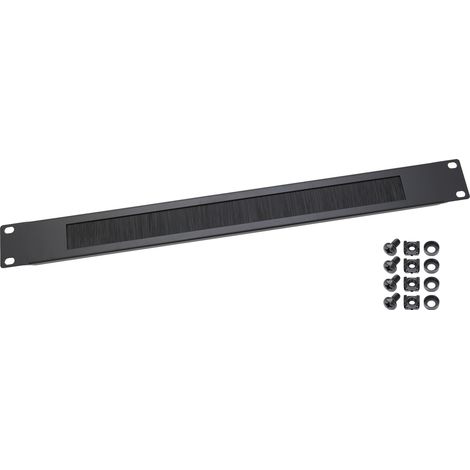 HMF 66489-02 Kabeldurchführung mit Bürsteneinsatz für Serverschrank, 19 Zoll, 1 HE, Schwarz