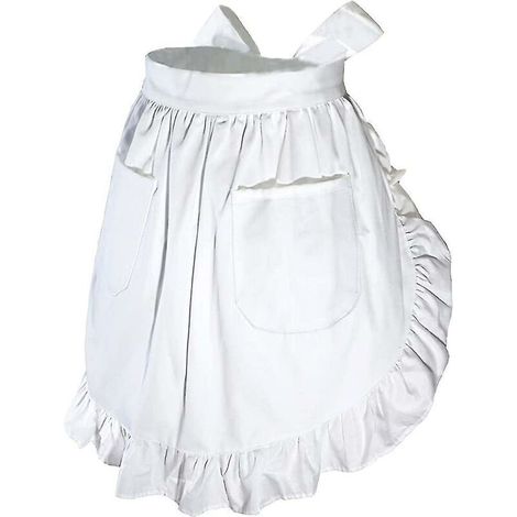 Waist Apron Cute Vintage Retro Kitchen Apron Ruffled Household Apron with (1/5)