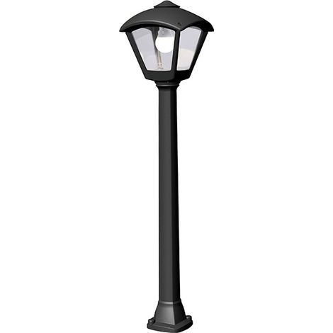 Farola dario 1xe27 8,5w con pulsador cct (3colores) ip55 l.24xan.24xal.97,5cm resina negra