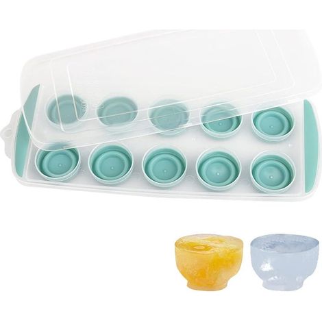 Eiswürfelform mit Deckel – Versenkbarer Boden – BPA-frei – Gefriergeeignet – 10 Fächer – Grün (1/5)