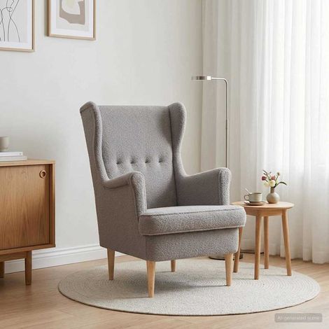 vidaXL Fauteuil Gris clair Bouclé (1/5)