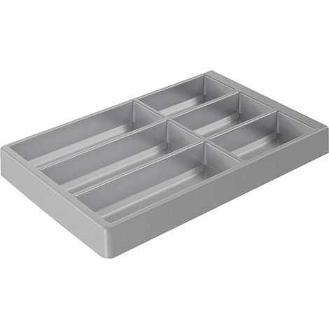 Range couverts orgatray 490 gris - Décor : Argent - Hauteur : 50,5 mm - Largeur : 305 mm - Matériau : Plastique - Pour tiroir de largeur mini : 450 mm - Pour tiroir de profondeur : 470 mm - HETTICH