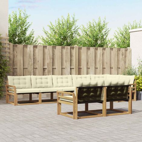 vidaXL Outdoor-Sofagarnitur mit Kissen 8 pcs Weiß und Creme (1/5)