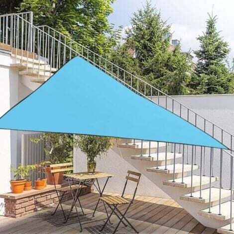 Triangular shade sail, sky blue awning, UV blocking awning, suitable for patio, garden, yard, terrace, gazebo, backyard, lawn, outdoor activities (3x3x3m, blue)