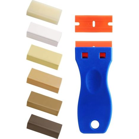 Kit de réparation de cire dure, stratifié/parquet/carrelage/vinyle, kit de réparation de meubles, cire de chêne, cire de bois, mastic de réparation pour rayures, dommages, trous (1/4)