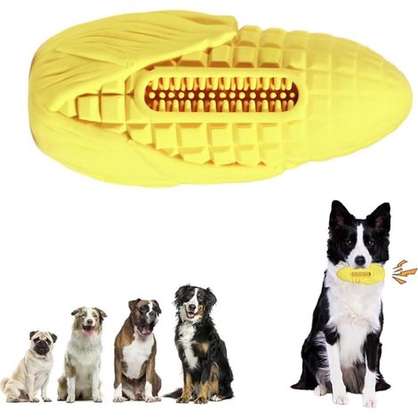 Hundekauspielzeug, gelber Maiskolben, bissfester Maisstab mit eingebautem Geräusch, geeignet für Hunde, die gerne kauen, Haustierspielzeug aus Naturkautschuk.