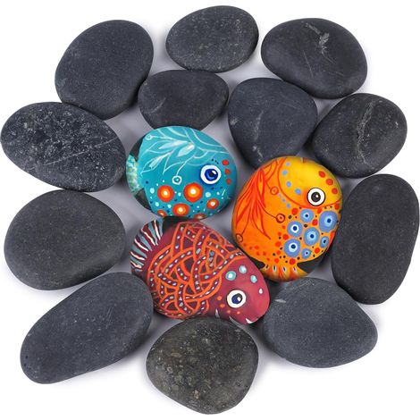 Lot de 15 Galets - Pierre Naturelle - 4 à 7 cm - Pour Peinture et Décoration - Jardin et Loisirs Créatifs (1/5)