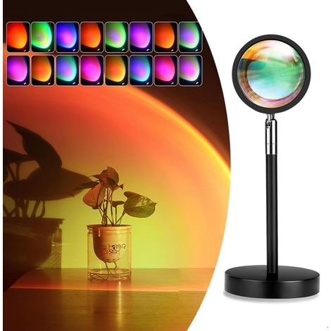 Projecteur de coucher de soleil lot de 1 en ABS avec LED multicolore 16 couleurs télécommande incluse pour décoration de chambre photographie selfies et fêtes (1/5)