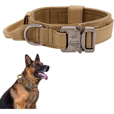 Collier de Chien - Tactique-Militaire - Réglable - Nylon 1050D - Taille L - Marron (1/4)