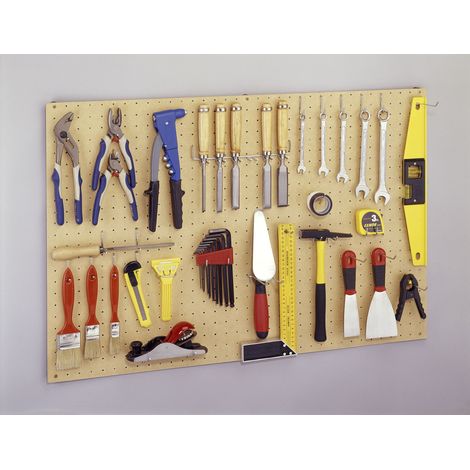 Mottez – Panneau mural perforé en isorel 3mm – B260V – Pour rangement d'outils – Fixation murale – Résistant à l'humidité (1/5)