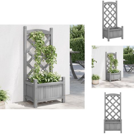 Pflanzkübel mit Spalier Grau Massivholz Tanne - Blumentopf - Rankgitter - Gartendekoration - Terrassenk Planter - Holztöpfen (1/5)