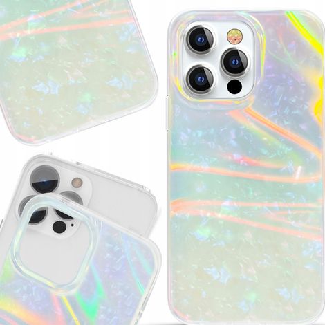 Custodia elegante e di lusso Kingxbar Shell Series per iPhone 13 Pro, colore menta perlata. (1/5)