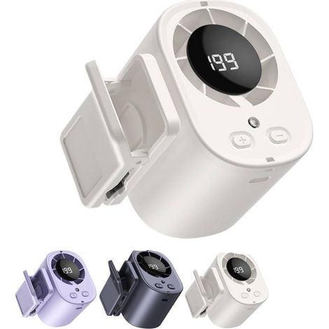 Portable Clip-On Car Fan with LED Display, 360° Rotation, 199 Speeds, 1500mAh Rechargeable Cooling Fan,White (1/5)