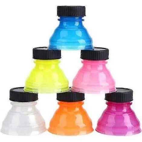 Lot de 6 bouchons de bouteille de boisson hermétiques, réutilisables et anti-poussière, à clipser, pour canettes de soda (couleurs assorties). (1/4)