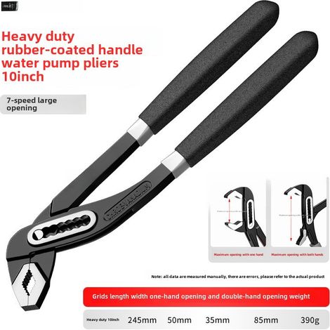 Pince multifonctionnelle pour pompe à eau, pince à tuyau réglable en acier à haute teneur en carbone, pince à tuyau, outil de serrage pour activités vigoureuses (Robuste 10 pouces) (1/5)