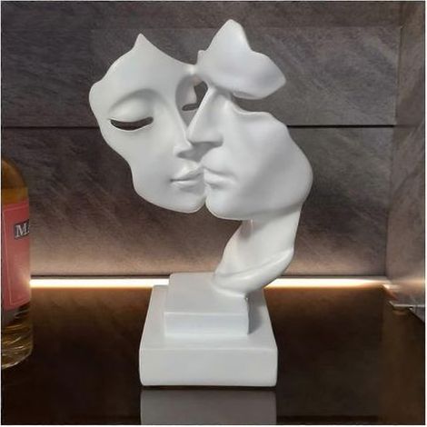 White sculpture, modern abstract art sculpture, decoration, for living room, bar, bedroom, couple statue, gift, resin (1/5)