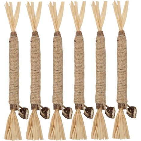 Bâtonnets à Mâcher Cataire Silvervine Lot de 6 pour Chats - Nettoyage Dentaire Stimulation Activité - Jeu Sûr Naturel (1/5)