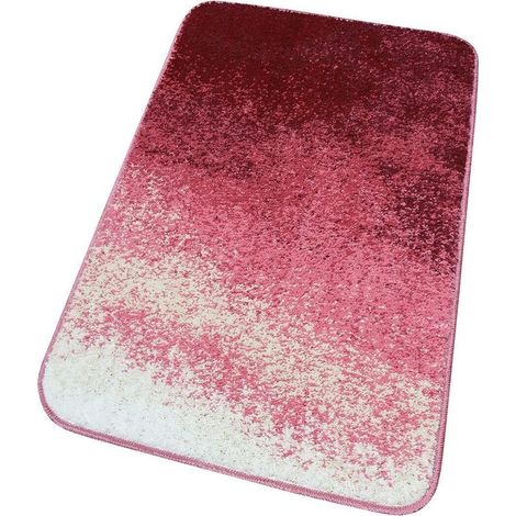 Tapis de Salle de Bain Moderne Motif Dégradé Tapis de Chevet Shaggy Doux et Antidérapant Rose - 60x100 cm (1/5)