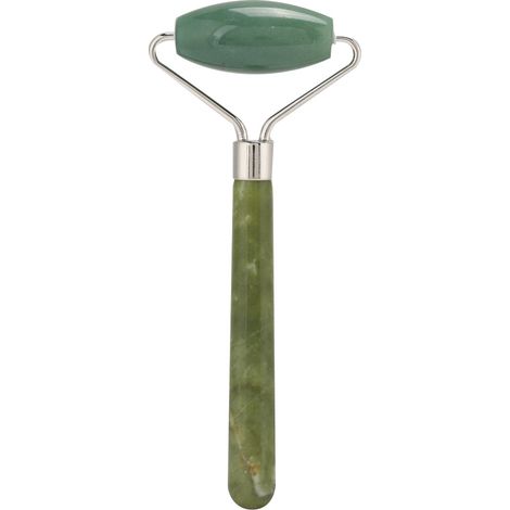 Rouleau de Massage Visage en Pierre de Jade pour Raffermir la Peau et Lisser les Rides - Instrument de Massage Facial Anti-Âge (Tête Unique en Jade Verte Aventurine) (1/5)