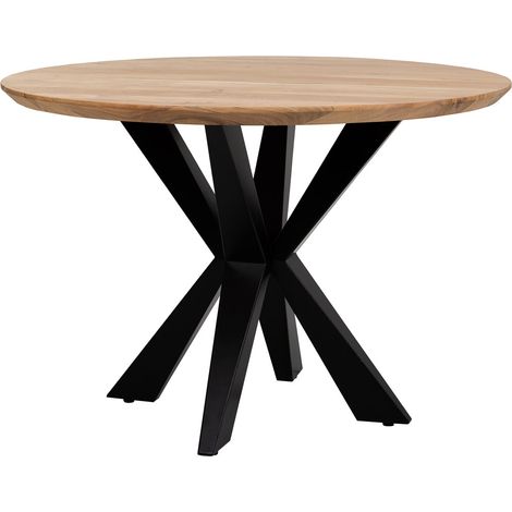 Mesa de comedor redonda de madera de acacia acabado color D100x76 (1/5)