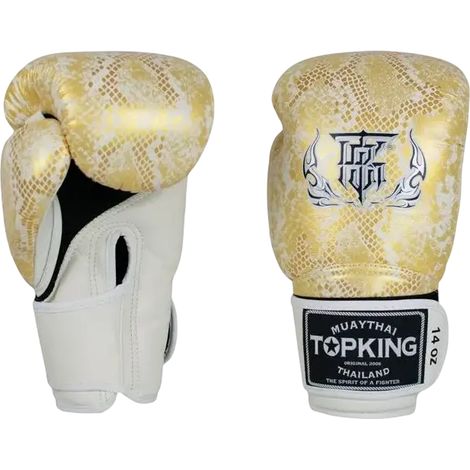 Gants de boxe thaï Top King Super Star Snake Air Muay Thai blancs 12 oz (1/5)