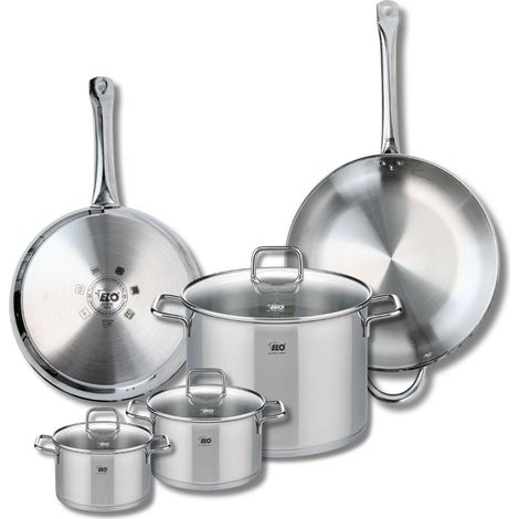 Ensemble de 2 Poêles de cuisson 28 et 32 cm et 3 faitouts 14, 16 et 26 cm Elo Profi Citrin (1/5)