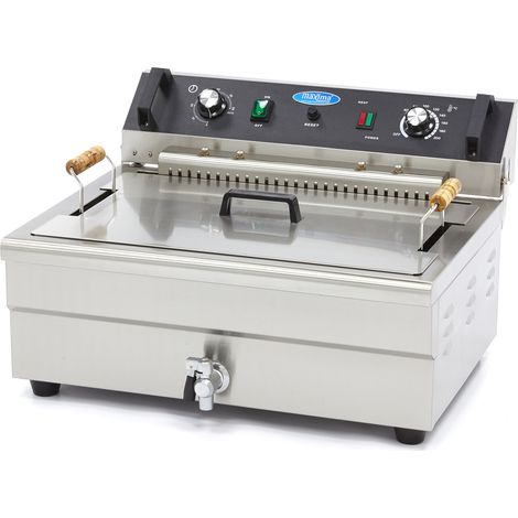 Friteuse professionnelle - 20L - 1 panier - avec robinet de vidange - Maxima