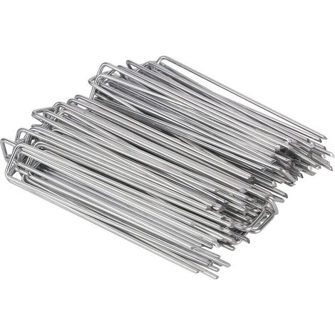 Trintion 100 Stück Erdanker Anti Rost Bodenanker Zeltheringe Camping Heringe für Gartenvlies Bodenbefestigung Zaun 200mm x 30mm x Ø 3mm (1/5)