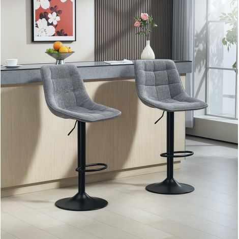 Barhocker aus Polyester, dunkelgrau, gepolstert, 360° drehbar, hoehenverstellbar,53×47×117cm (1/5)
