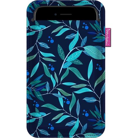 Funda para smartphone con estampado de adelfa - fieltro ecológico, 105 x 175 mm, antracita, estampado duradero, protección para el teléfono, lavable a 40 °C, Bertoni (1/4)