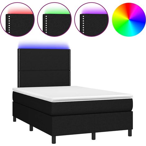Maison Exclusive - Sommier à lattes de lit matelas et LED noir 120x190 cm tissu (1/5)