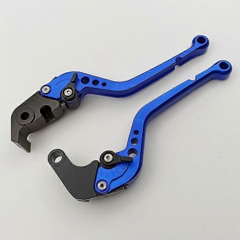 Convient pour la moto Aprilia RSV4 FACTORY, guidon télescopique pliable en alliage d'aluminium modifié avec klaxon de frein (1 paire de longs guidons bleus) (1/5)