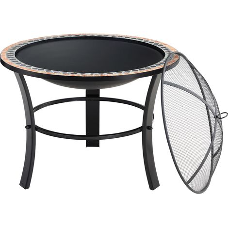 Mosaic fire pit 86cm round powder coated steel