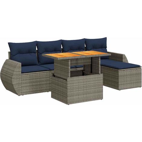 vidaXL Set Divano da Giardino 6 pz con Cuscini Grigio in (1/5)