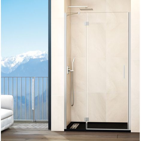 PAROI FIXE + PORTE BATTANTE PLAGE D'INSTALLATION 124.5-130 cm (60-65) MODÈLE: BISAGLASS NICKEL (1/4)