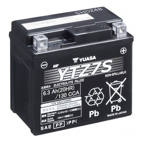Yuasa – Batterie moto 12V 6.3Ah – Puissance de démarrage 130A – Technologie AGM sans entretien – Dimensions 113x70x105mm