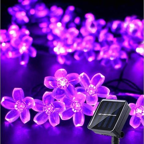 1 x Guirlande lumineuse solaire, 22 m avec 200 LED violettes, étanche IP65, 8 modes, déco jardin et extérieur