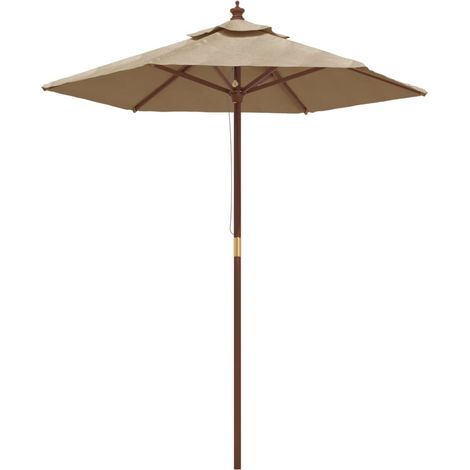 Sonnenschirm mit Holzmast Taupe 196x231 cm vidaXL