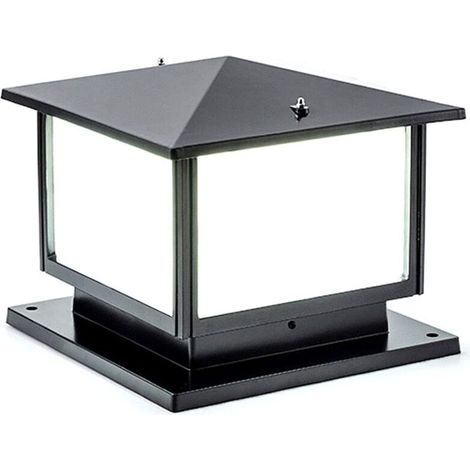 Lampe Pilier Portail Extérieur Terrasses Lampe E27 Etanche Rustique Sur Pied Décoration Aluminium Éclairage De Jardin Éclairage Avec Plaque De Base,Blacka