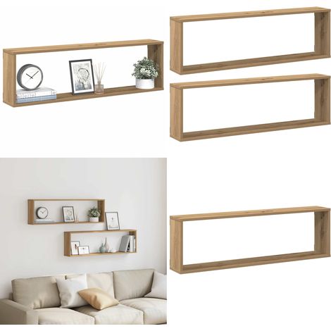 vidaXL Würfel-Wandregale 2 Stk. Artisan-Eiche 100x15x30 Holzwerkstoff (1/5)