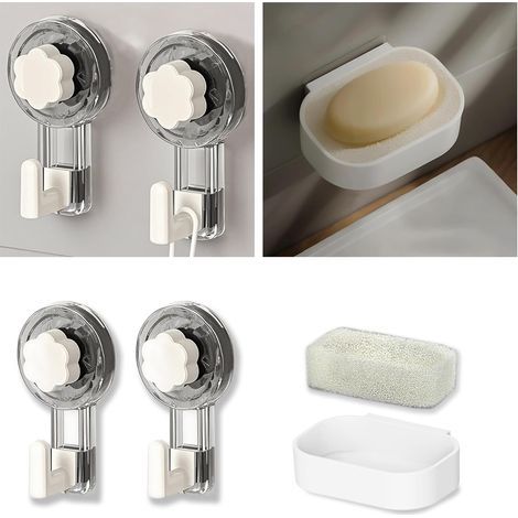 Set: Accroches Serviettes Ventouse + Porte-Savon sans Perçage (1/5)