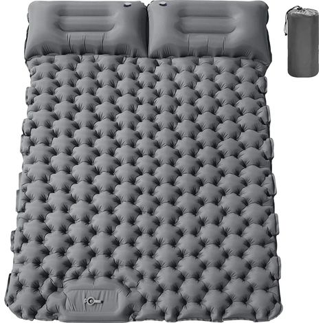 Colchoneta de camping, diseño inflable, bomba incorporada, gris, 196x125x9CM-b (1/2)