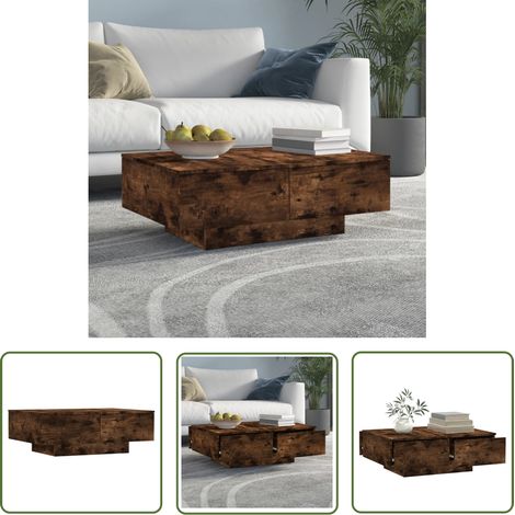 The Living Store Couchtisch Räuchereiche 90x60x31 cm Holzwerkstoff - Couchtisch - Wohnzimmerstil - Holzmöbel - Holzwerkstoff Möbel - Esszimmertisch (1/5)